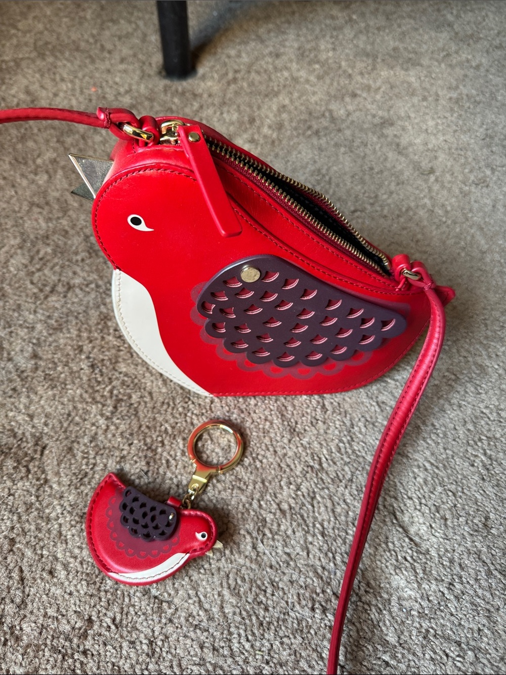 kate spade Red Bird Crossbody Bag with Matching Keychain